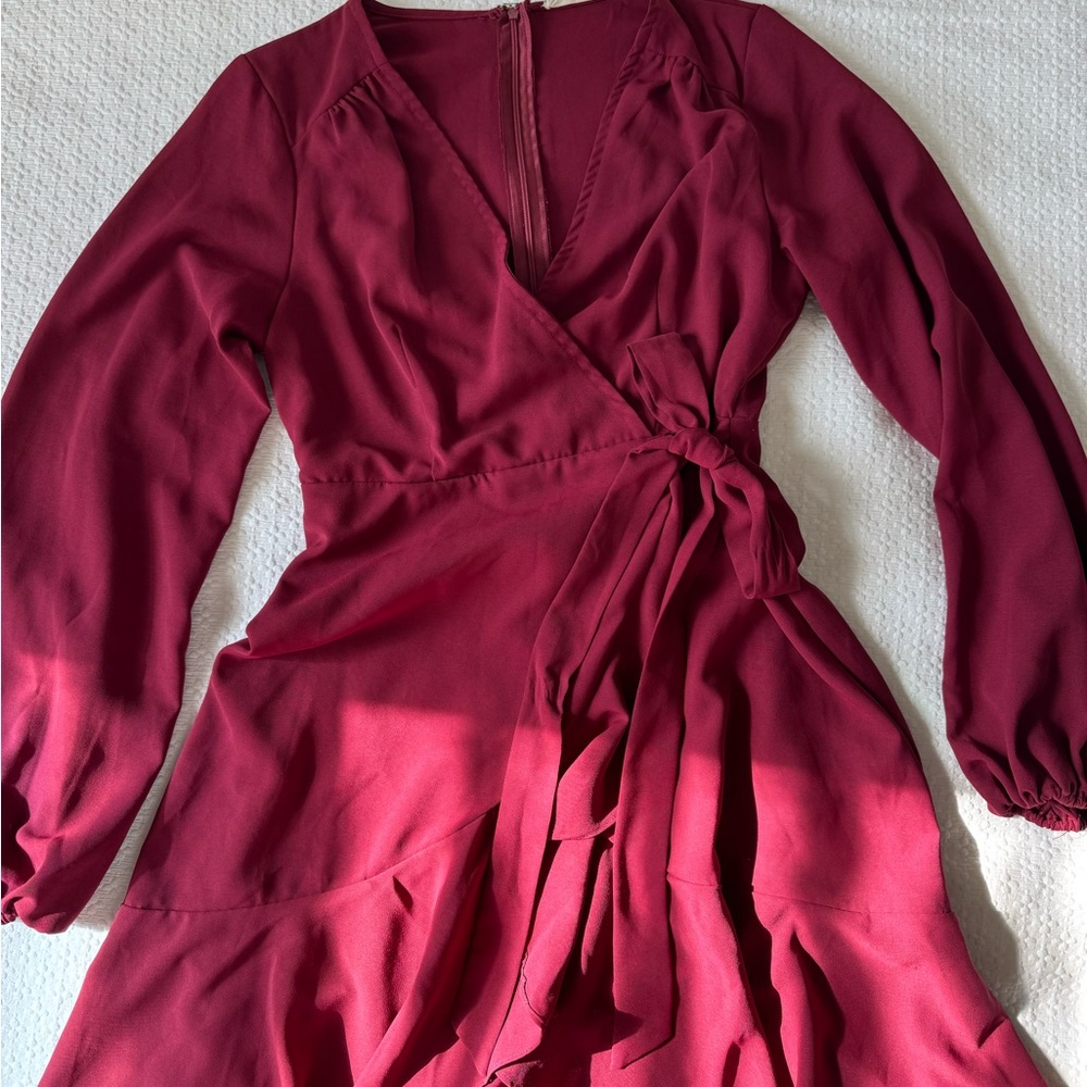 Altar’d State Burgundy Wrap Dress, Small